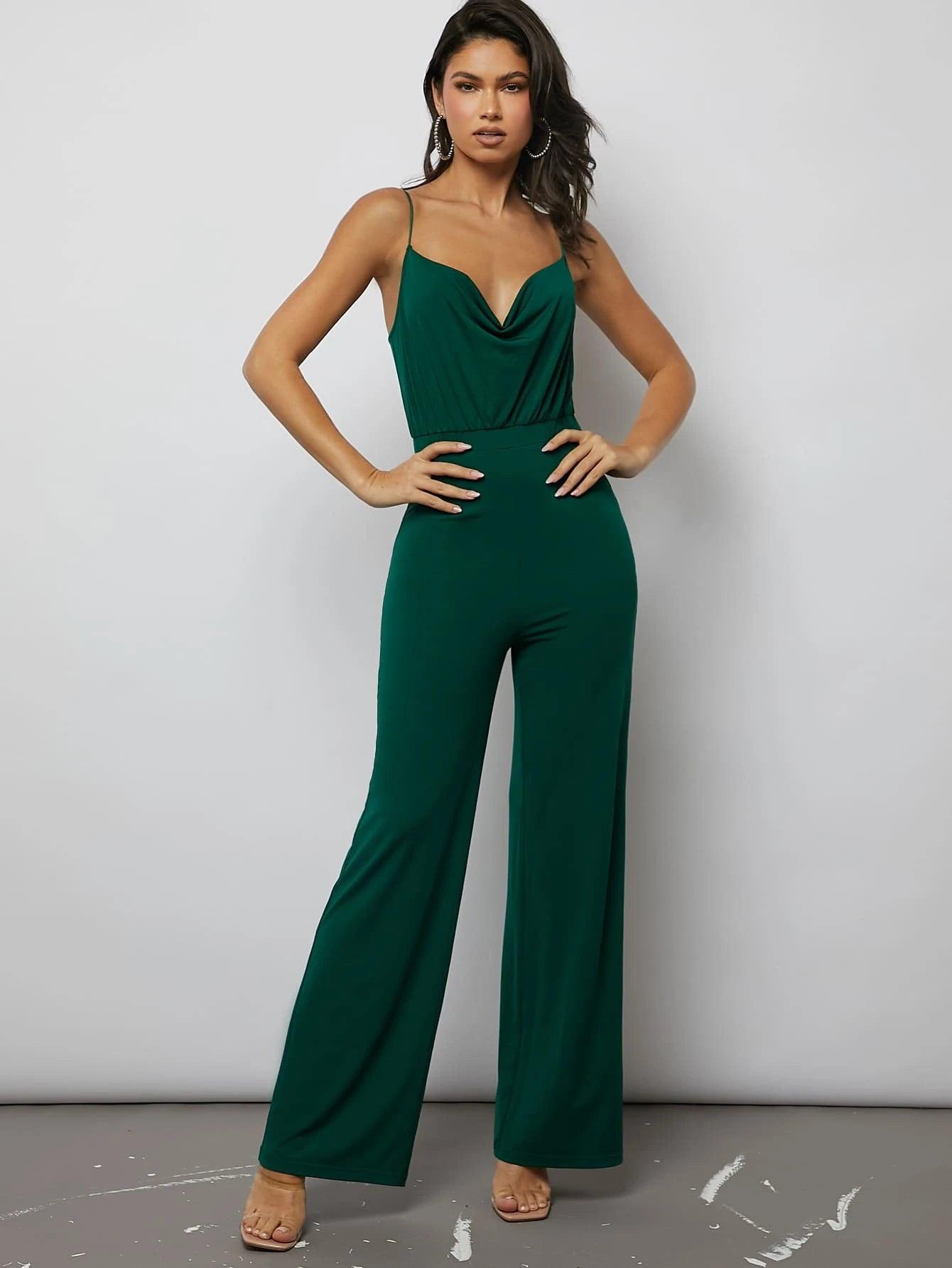 Draped Front Cami Jumpsuit-Comfy Jumpsuits