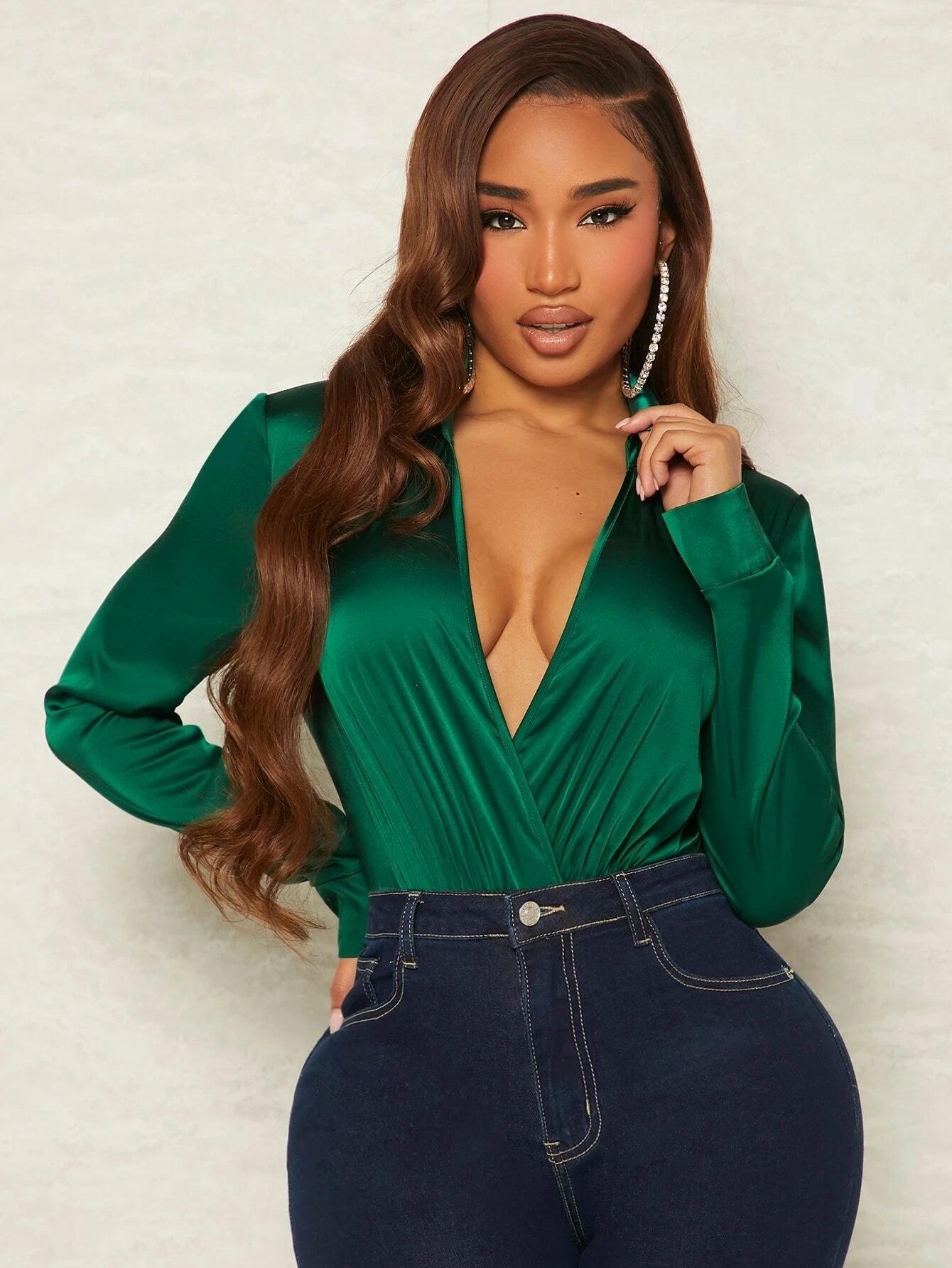Mesh Ruched Wrap Bodysuit-Comfy Jumpsuits