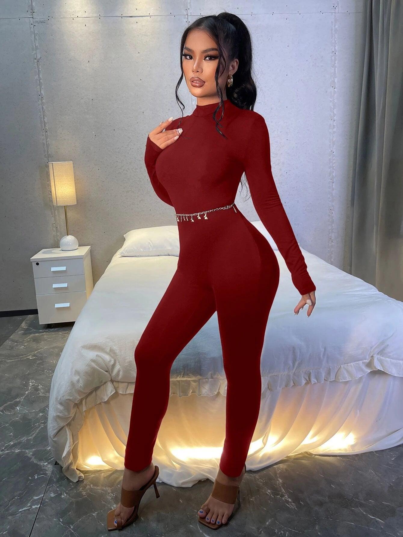 Zipper Back Unitard Jumpsuit-Comfy Jumpsuits