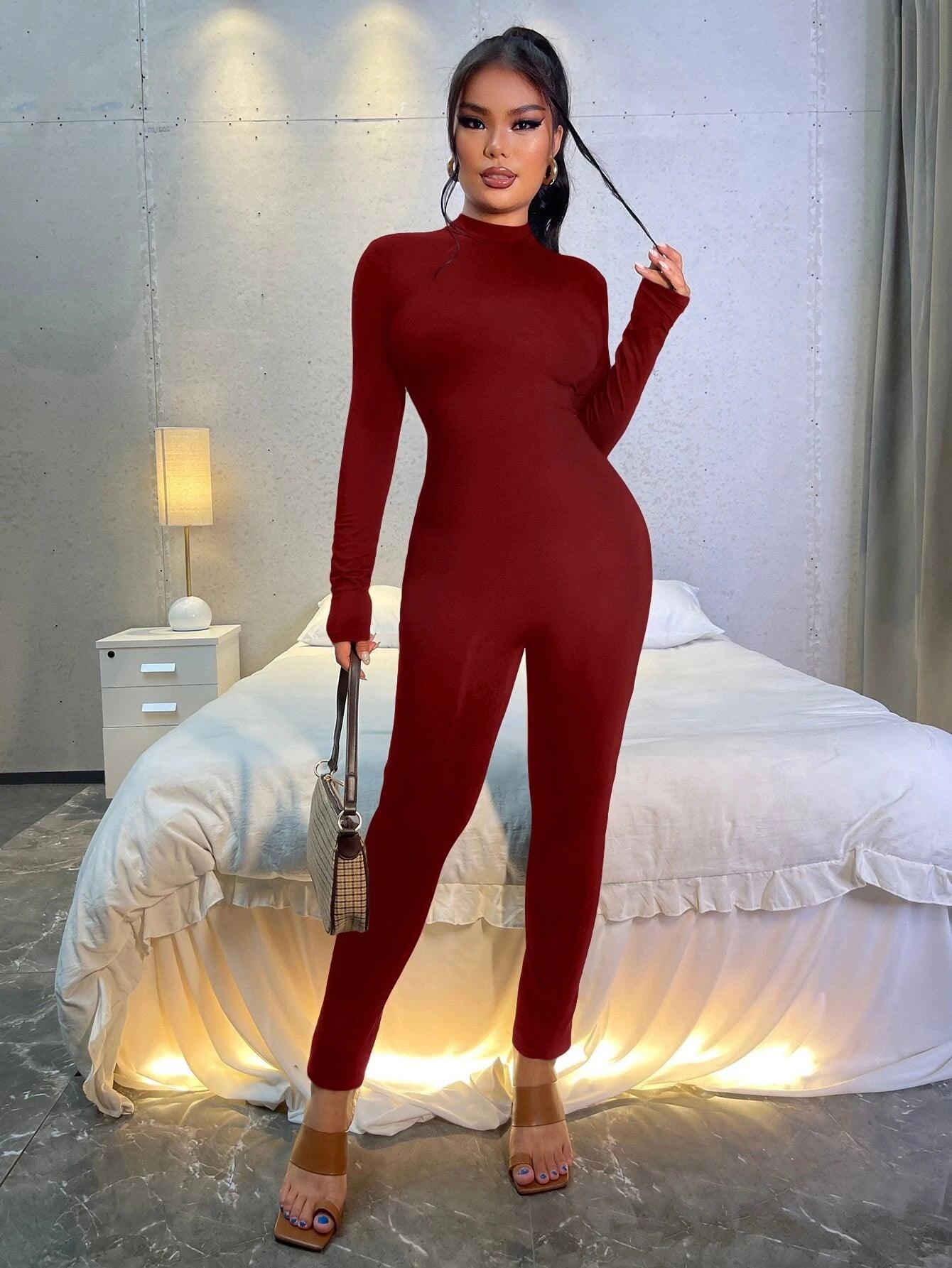 Zipper Back Unitard Jumpsuit-Comfy Jumpsuits
