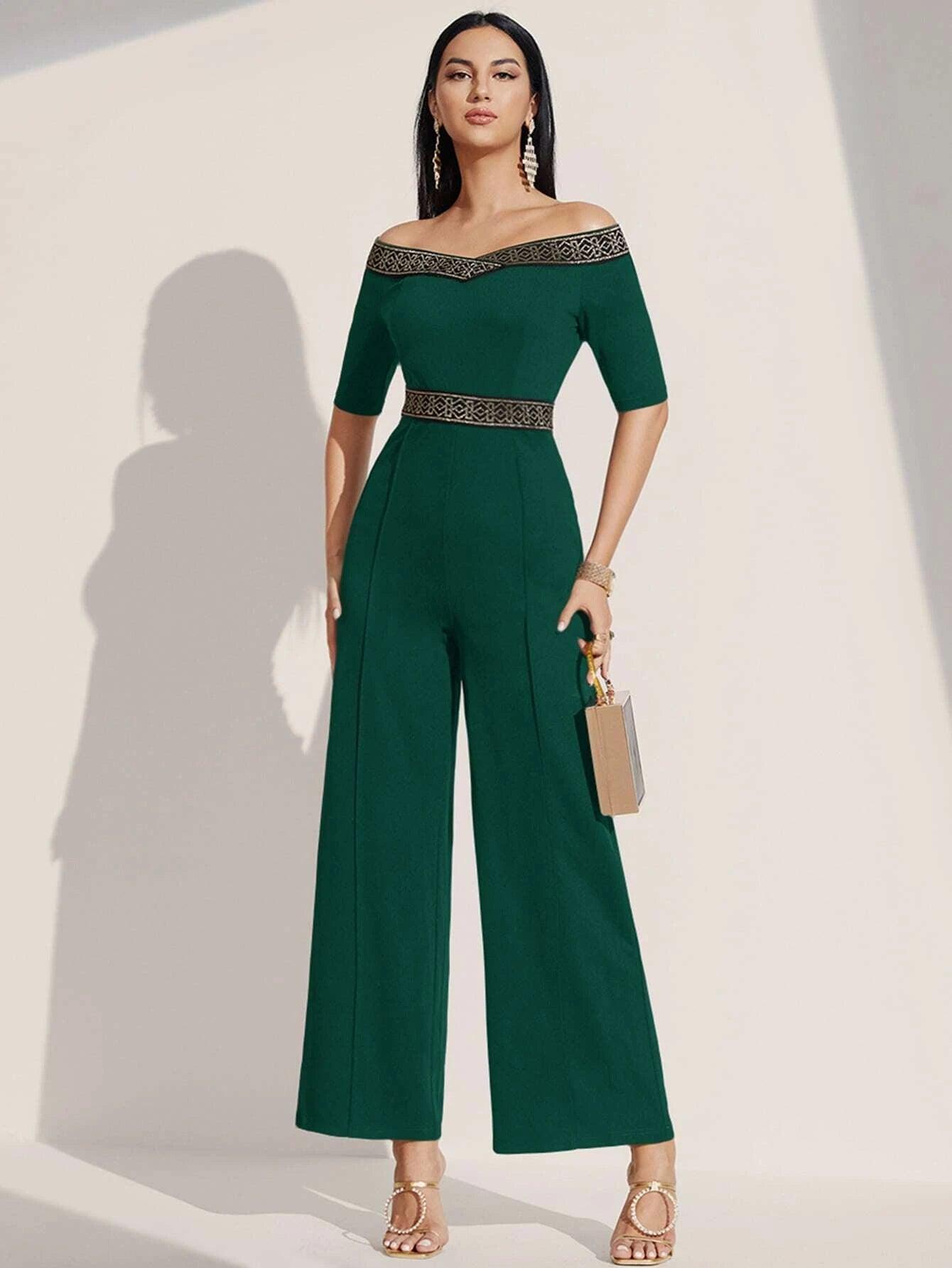 Off Shoulder Style Jumpsuit-Comfy Jumpsuits