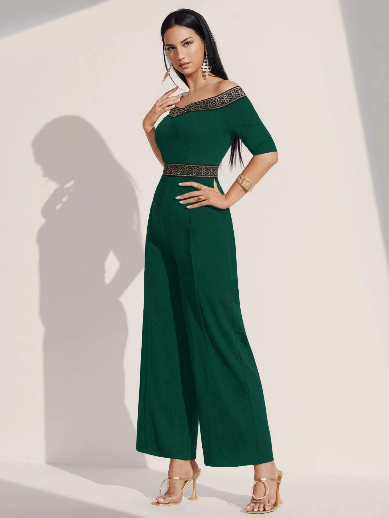 Off Shoulder Style Jumpsuit-Comfy Jumpsuits