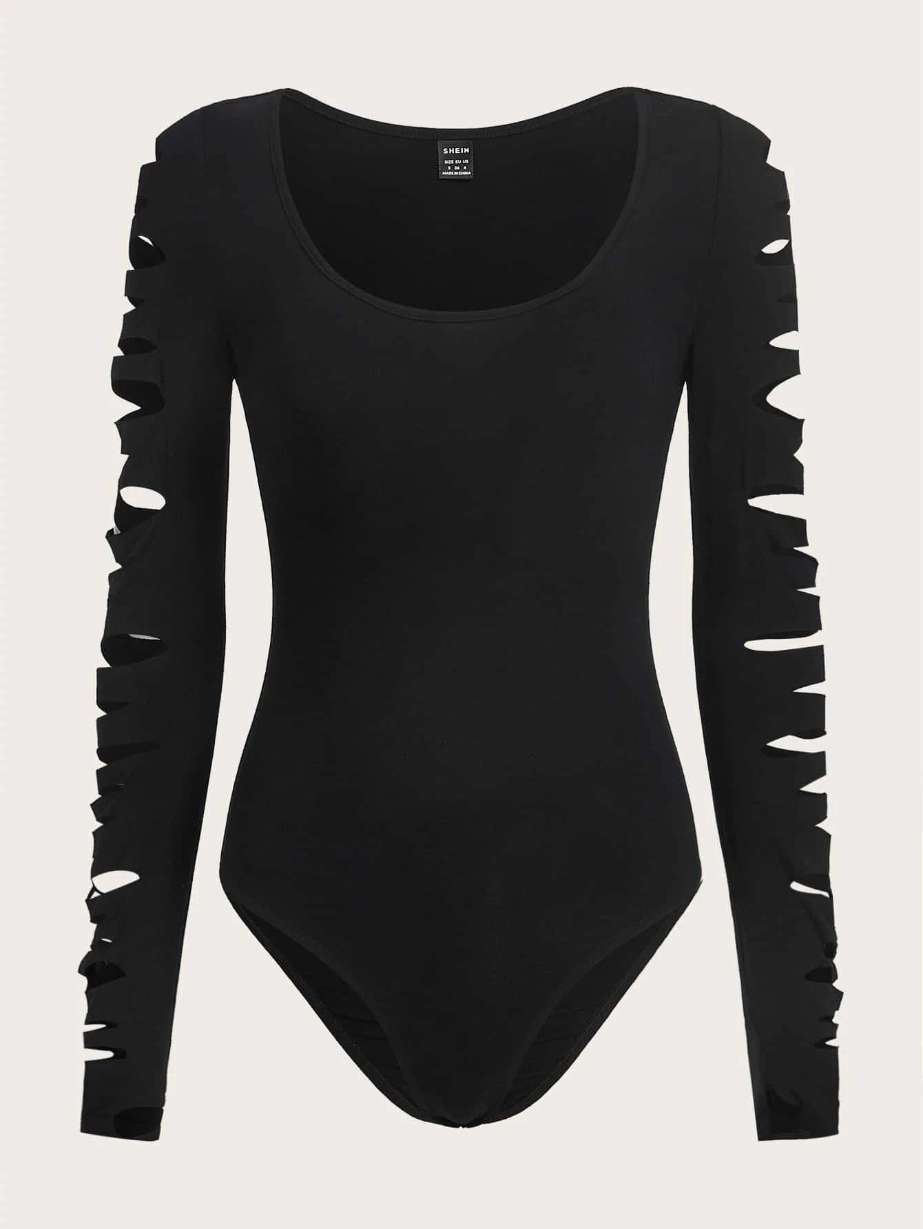 Scoop Neck Cut Out Bodysuit-Comfy Jumpsuits