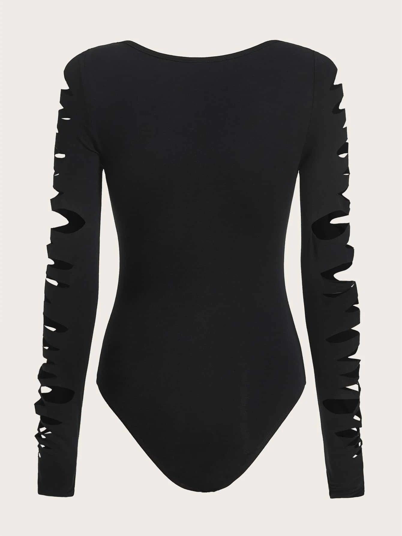 Scoop Neck Cut Out Bodysuit-Comfy Jumpsuits