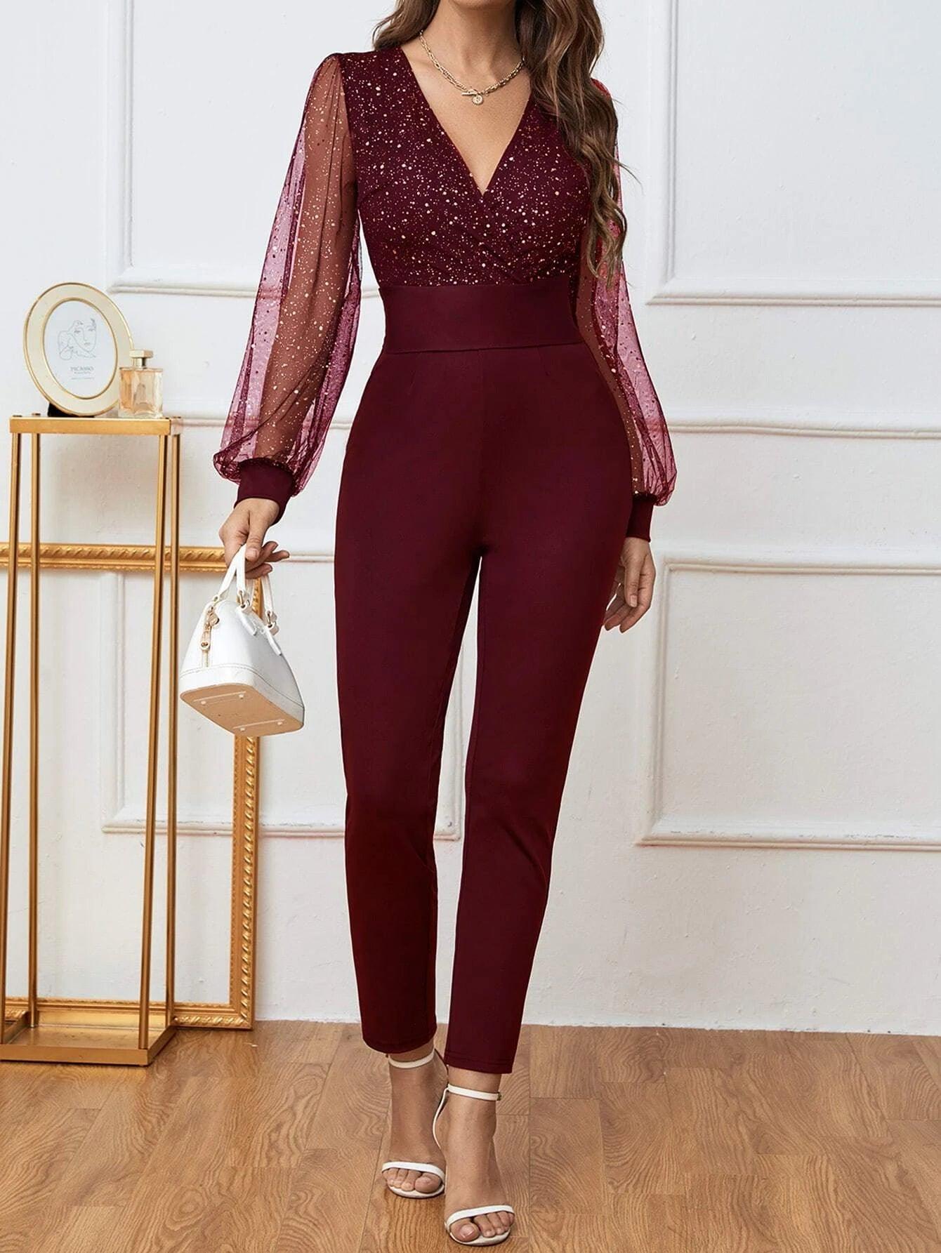 Bishop Sleeve Tie Back Jumpsuit-Comfy Jumpsuits
