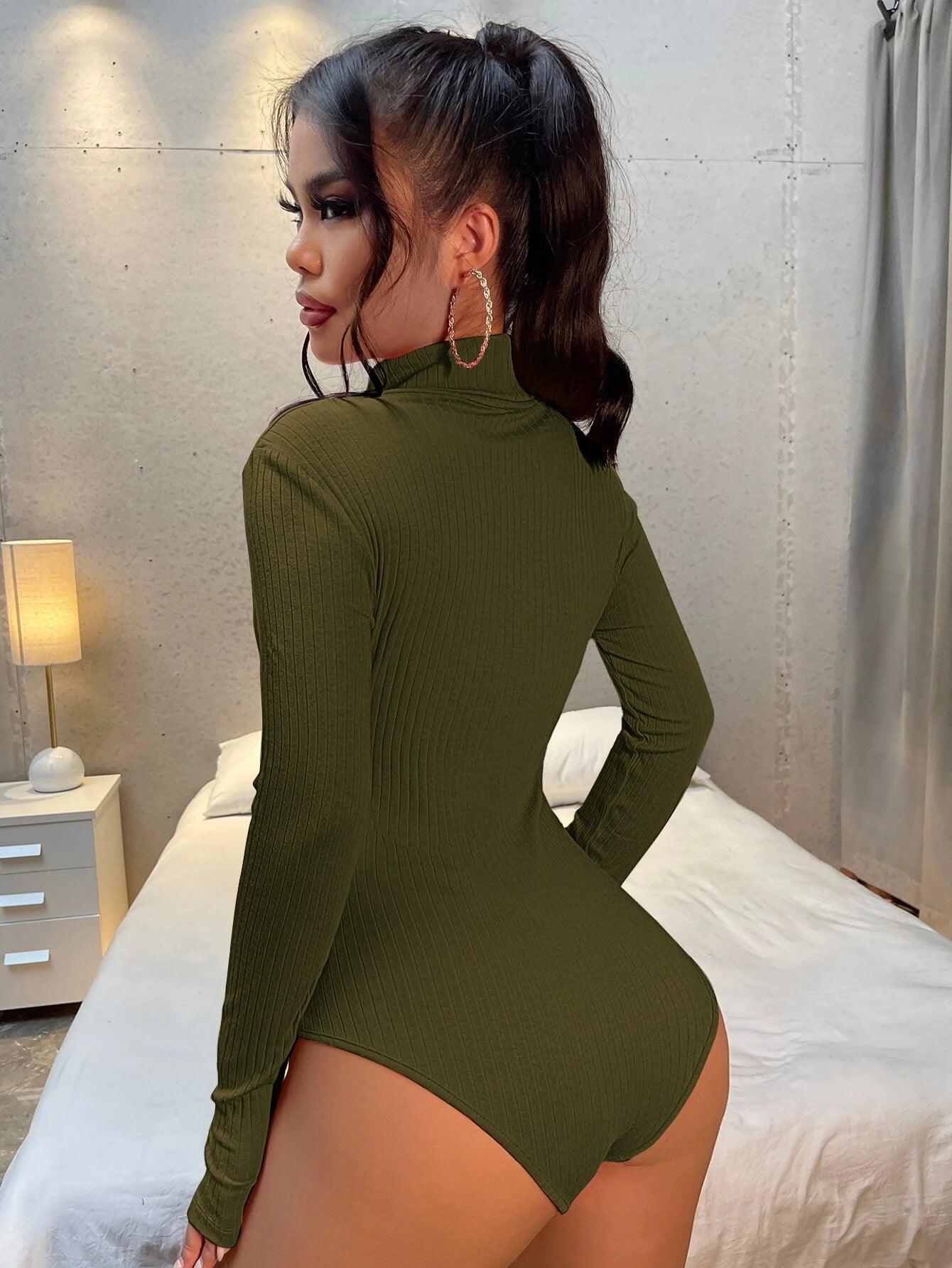 Mock Neck Bodysuit-Comfy Jumpsuits