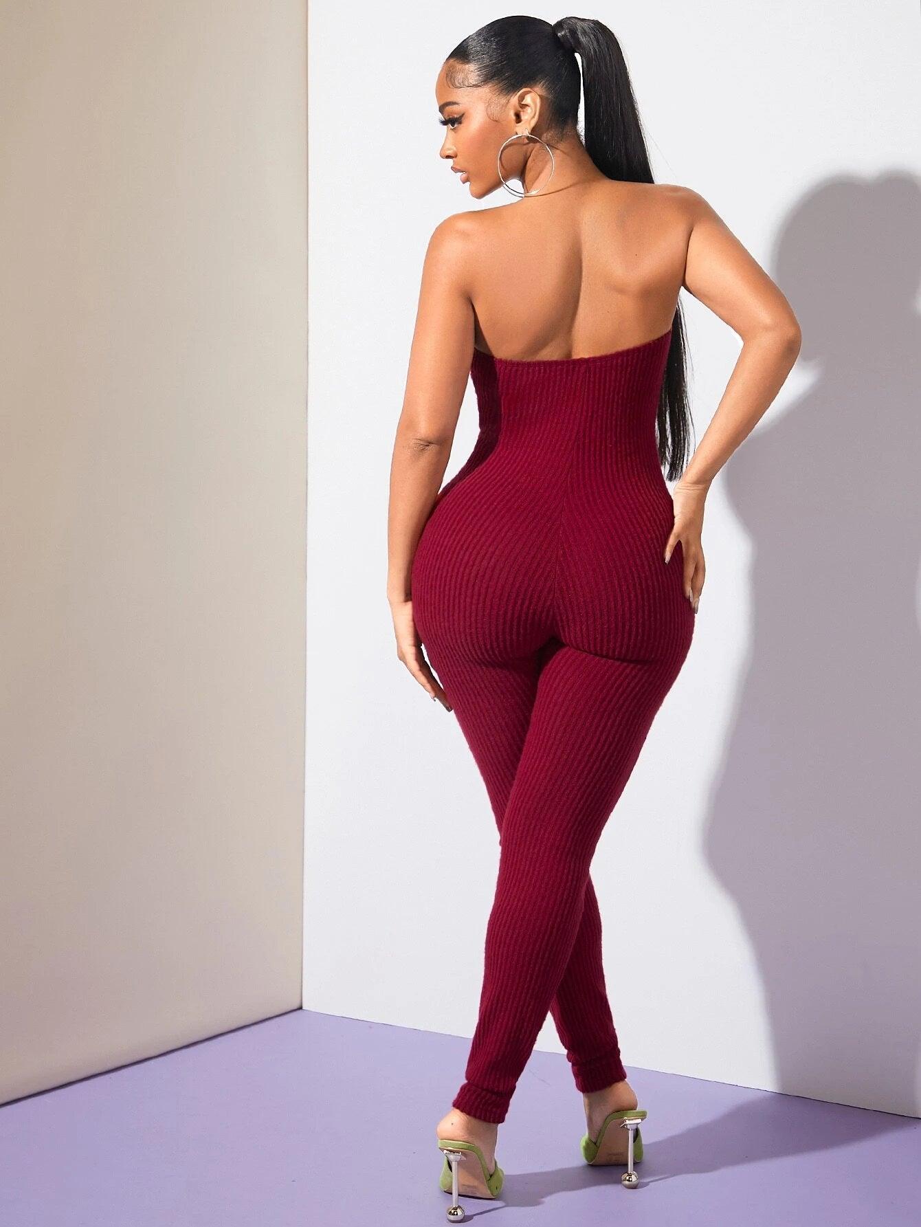 Solid Colored Sleeveless Unitard Jumpsuit-Comfy Jumpsuits