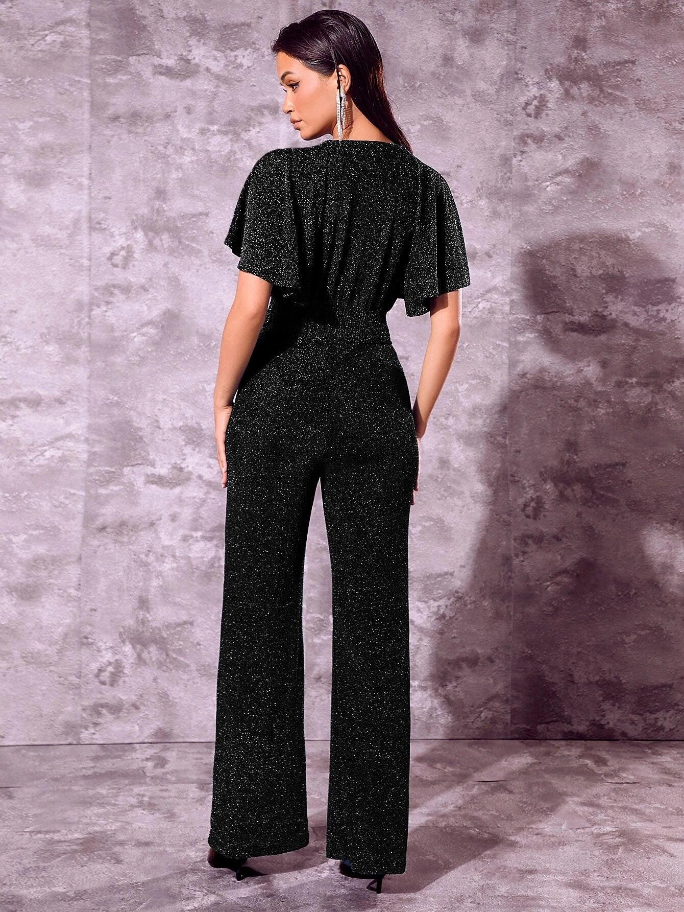 Elegant Bishop Sleeve Jumpsuit-Comfy Jumpsuits