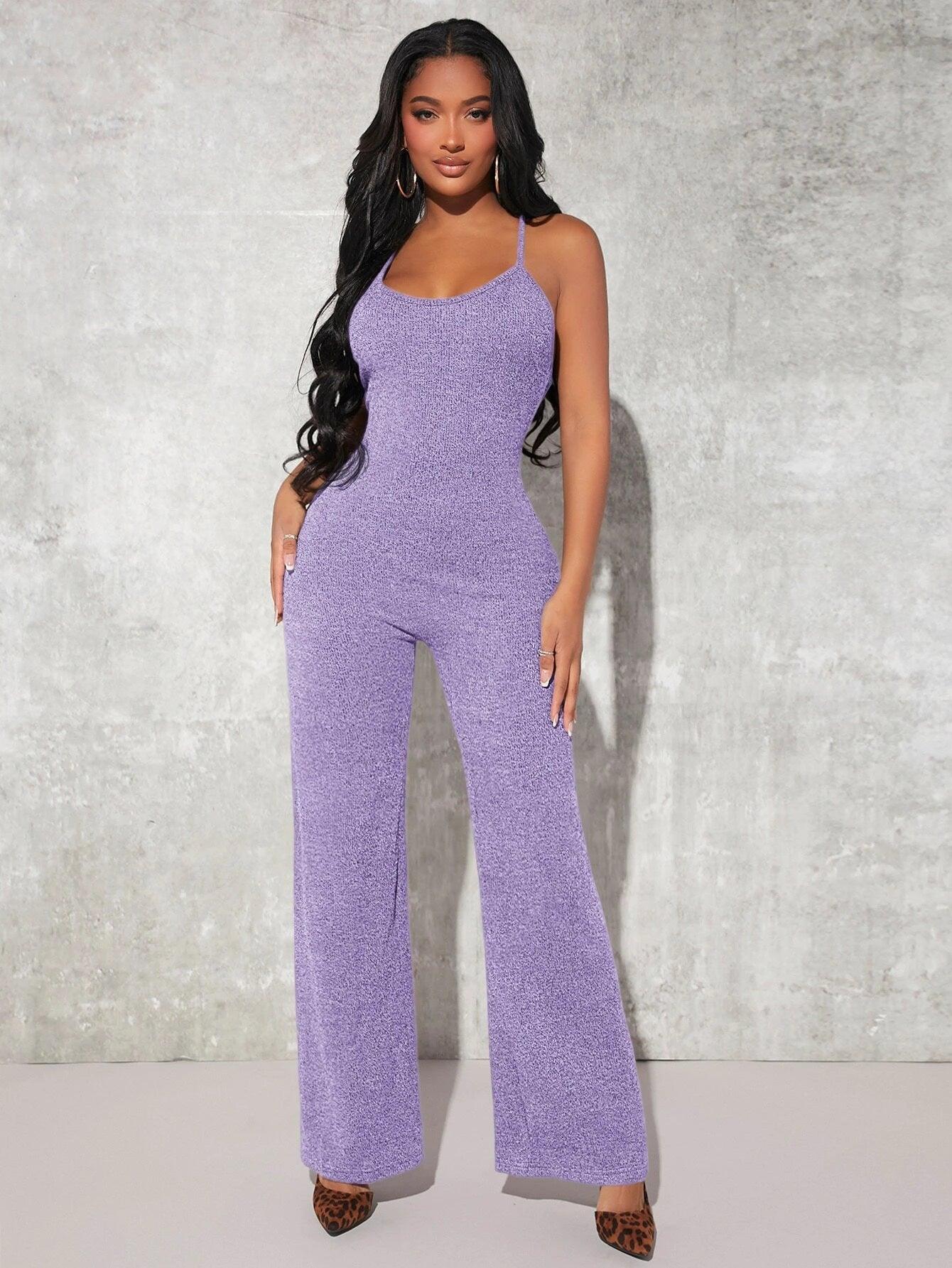 Crisscross Backless Cami Jumpsuit-Comfy Jumpsuits