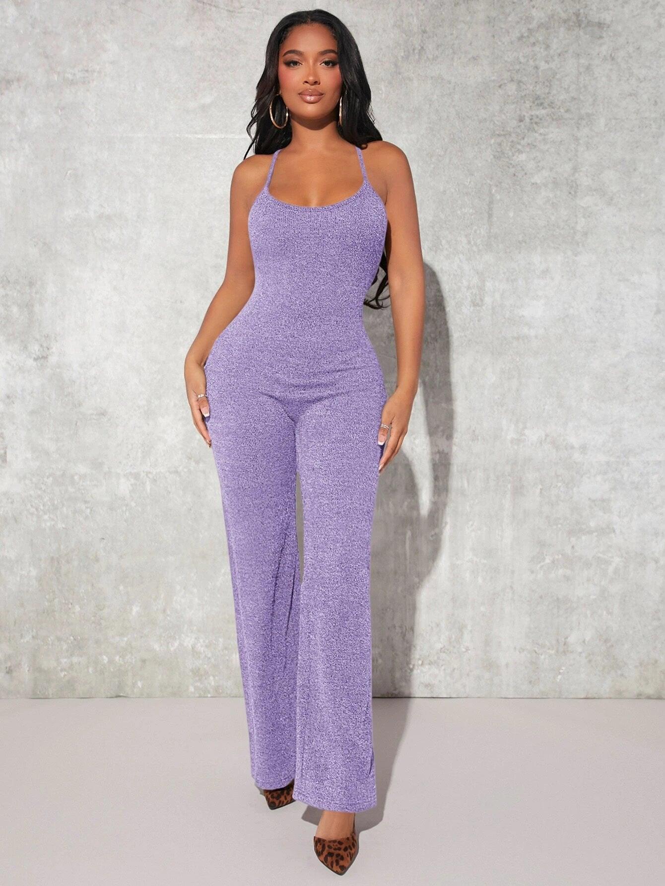 Crisscross Backless Cami Jumpsuit-Comfy Jumpsuits