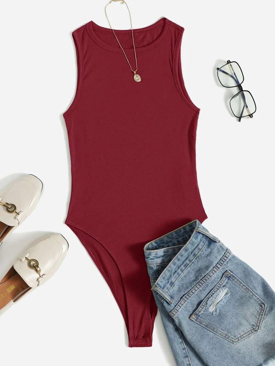Solid Skinny Bodysuit-Comfy Jumpsuits