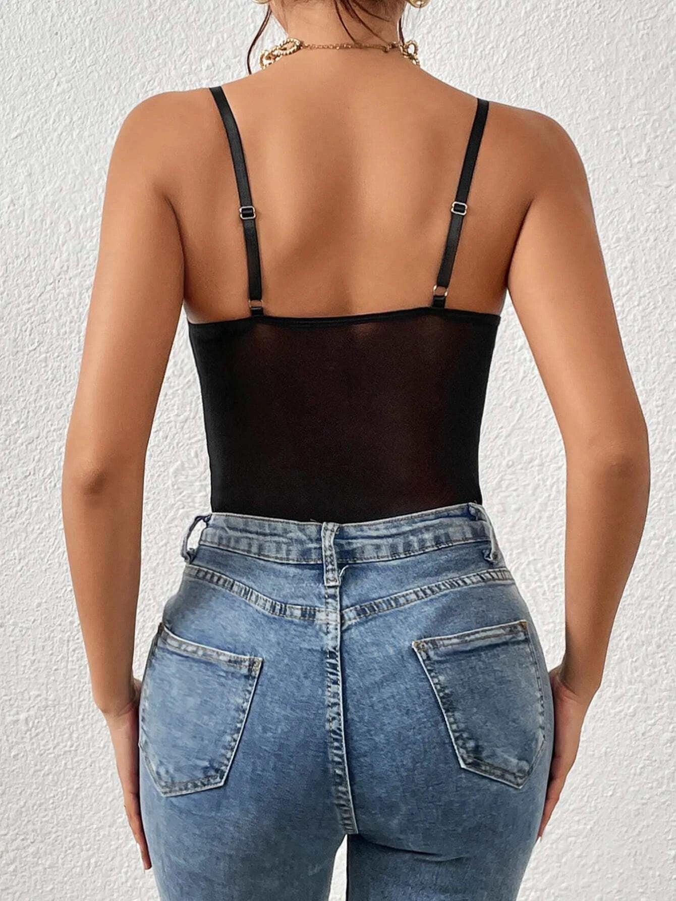 Laced Cami Bodysuit-Comfy Jumpsuits
