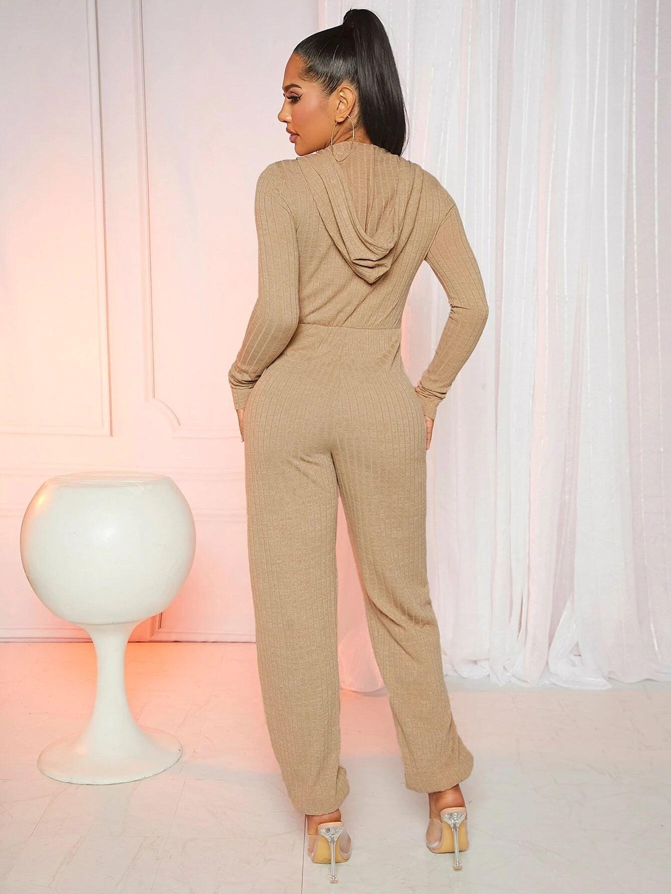 Casual Front Hooded Jumpsuit-Comfy Jumpsuits