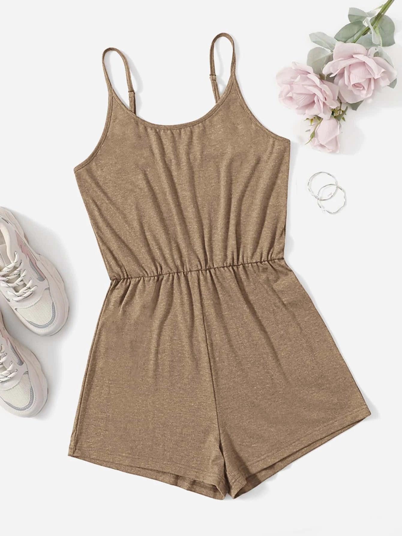 Solid Colored Slip Romper-Comfy Jumpsuits