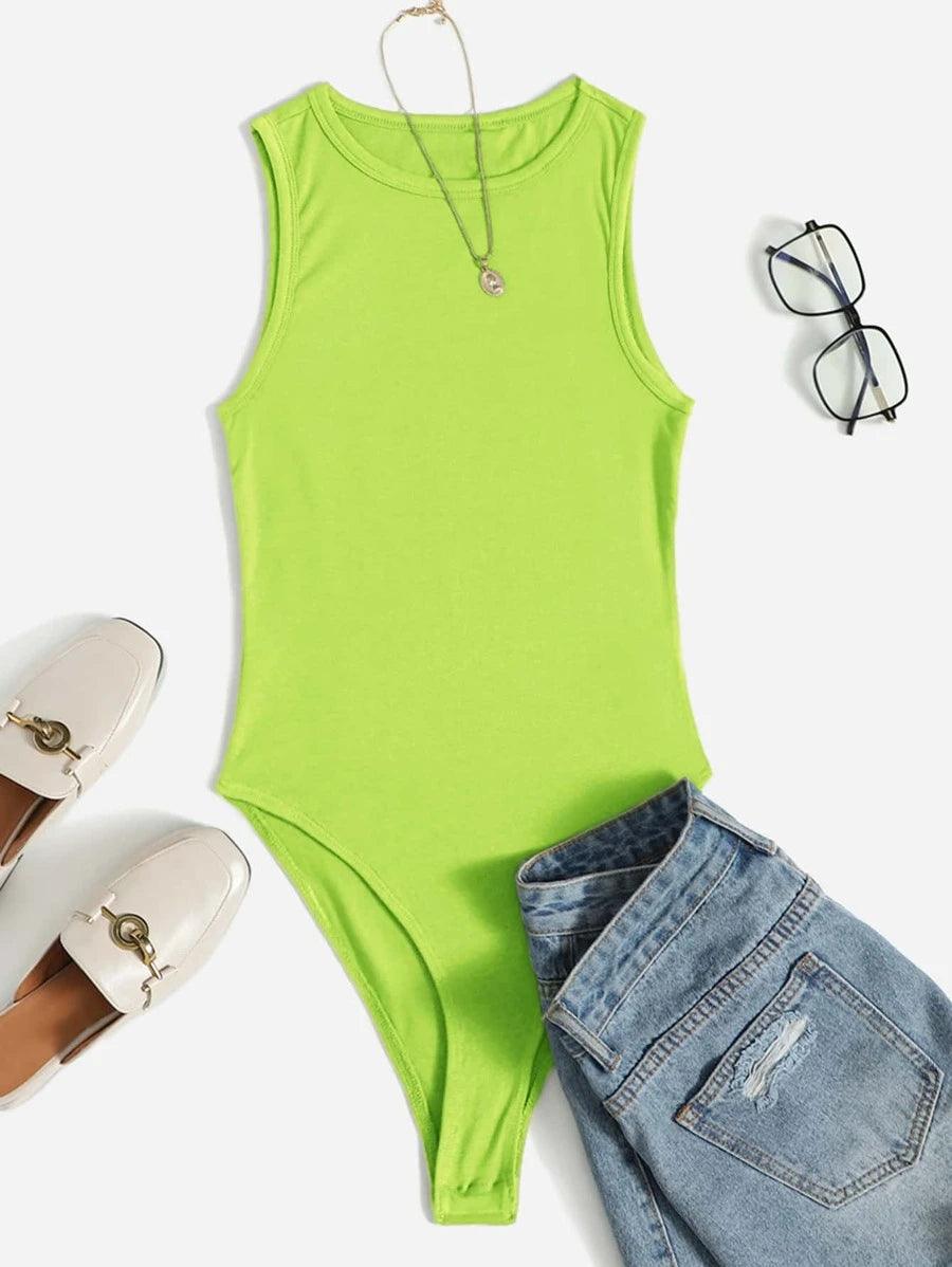 Solid Skinny Bodysuit-Comfy Jumpsuits