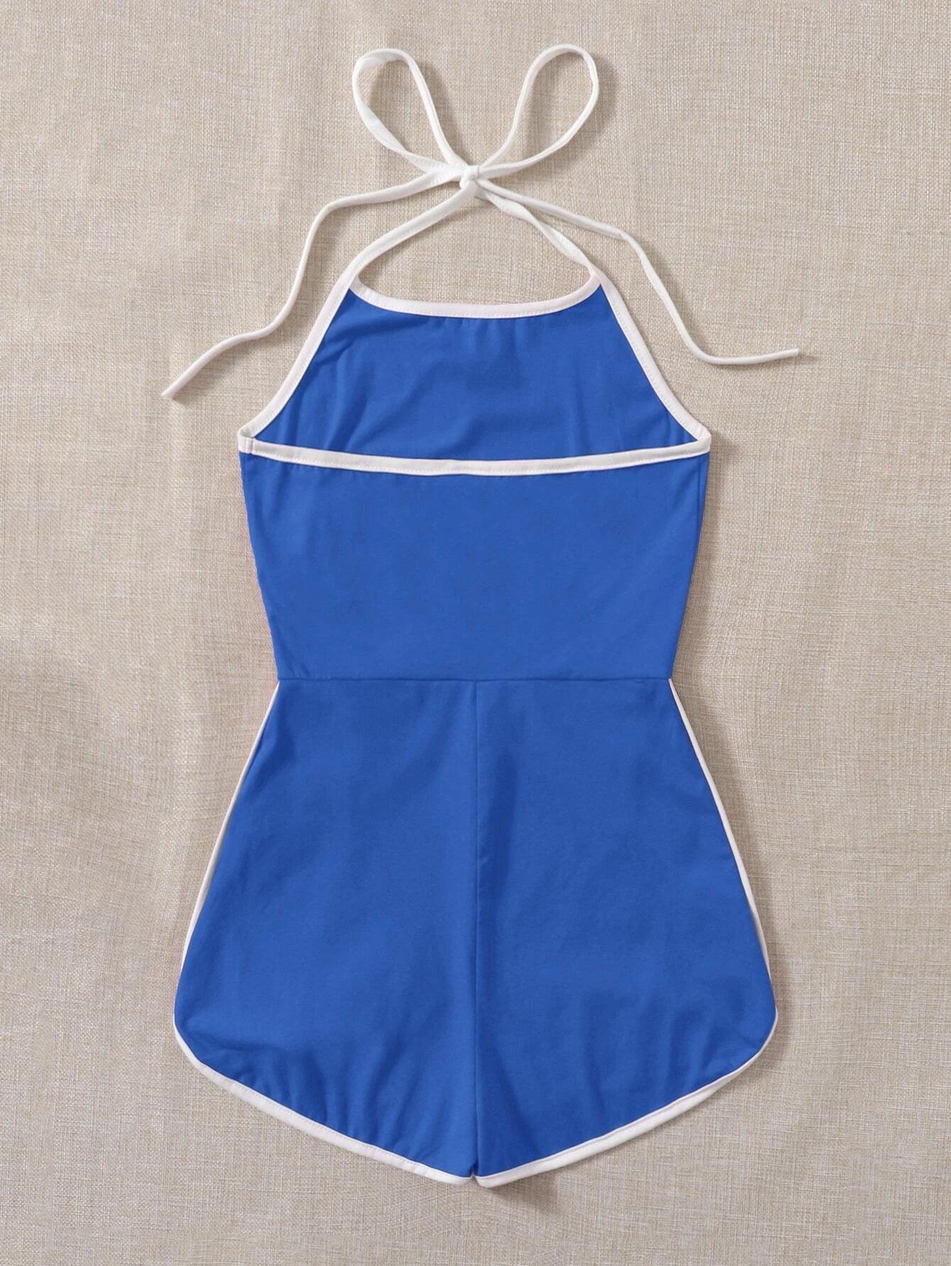 Contrast Binding Halter Romper-Comfy Jumpsuits