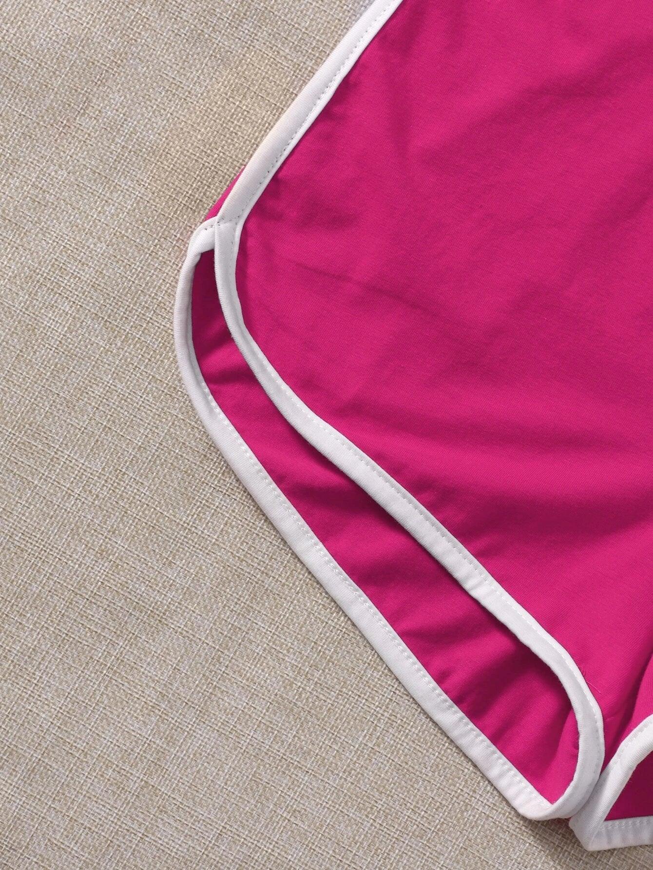 Contrast Binding Halter Romper-Comfy Jumpsuits