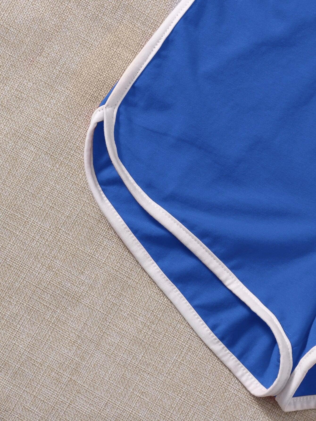 Contrast Binding Halter Romper-Comfy Jumpsuits