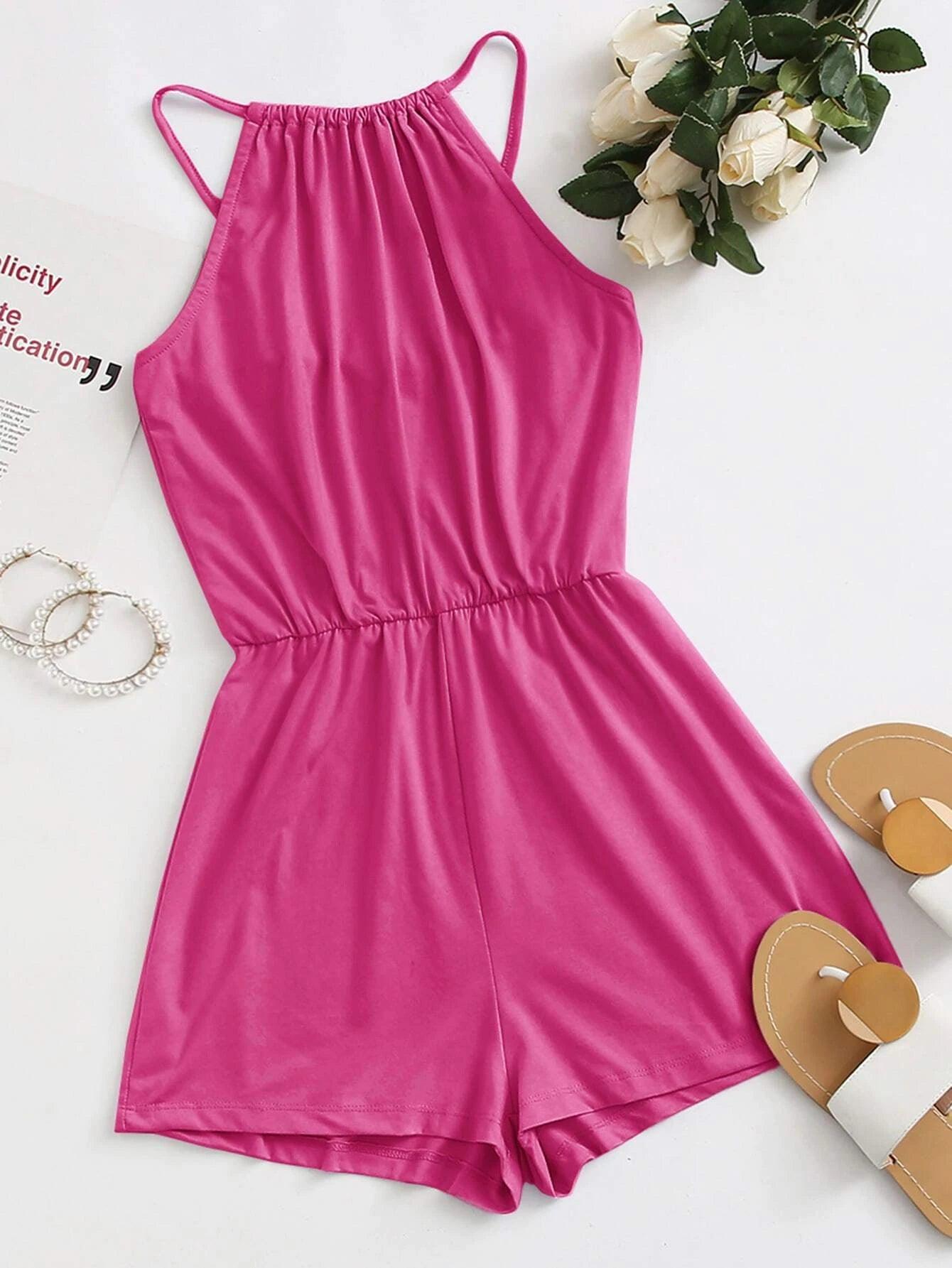 Halter Solid Romper-Comfy Jumpsuits