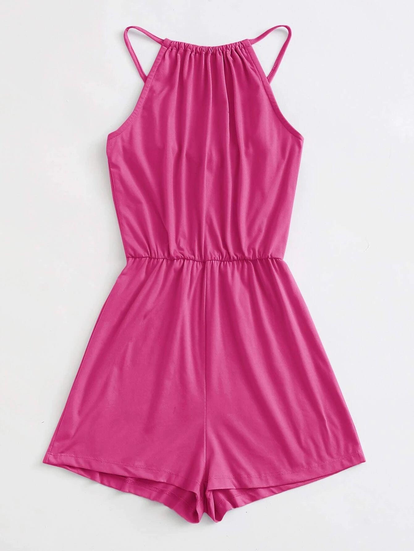 Halter Solid Romper-Comfy Jumpsuits