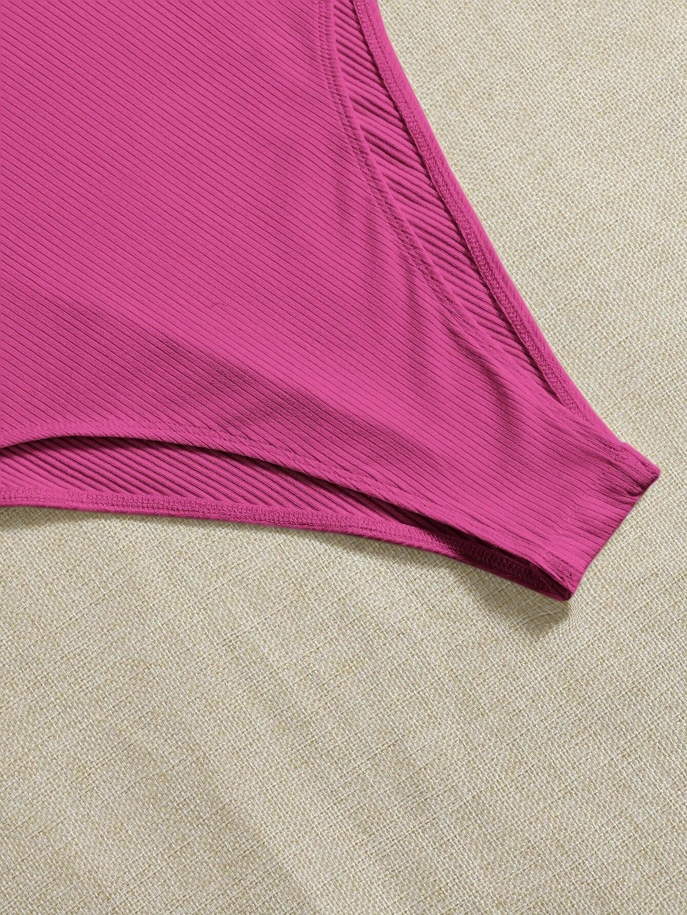 Scoop Neck Rib-Knit Bodysuit-Comfy Jumpsuits
