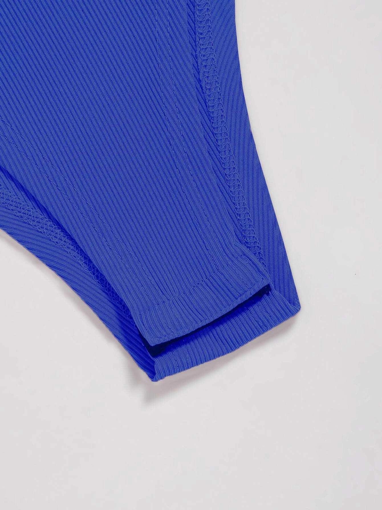 Tone Ribbed Knit Bodysuit-Comfy Jumpsuits