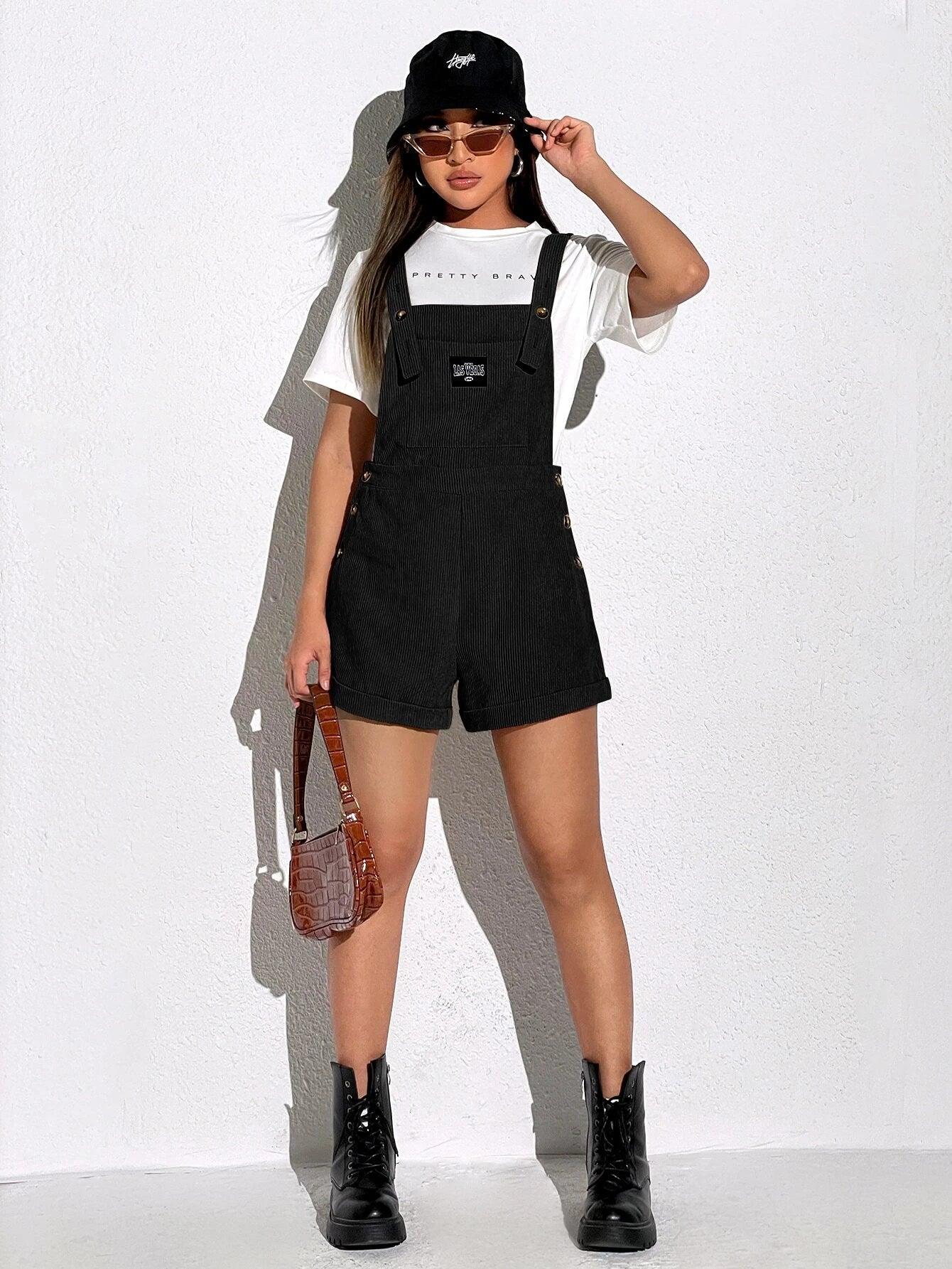 Patched Pockets Sleeveless Short Romper-Comfy Jumpsuits