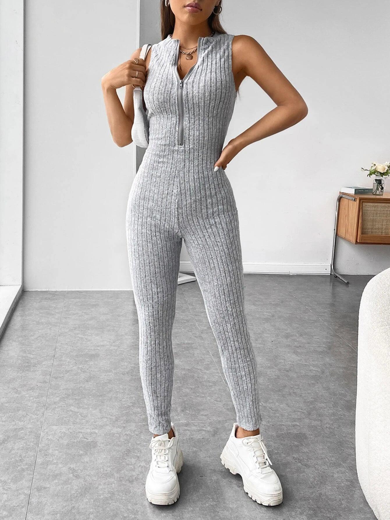 Zipper Front Unitard Jumpsuit-Comfy Jumpsuits