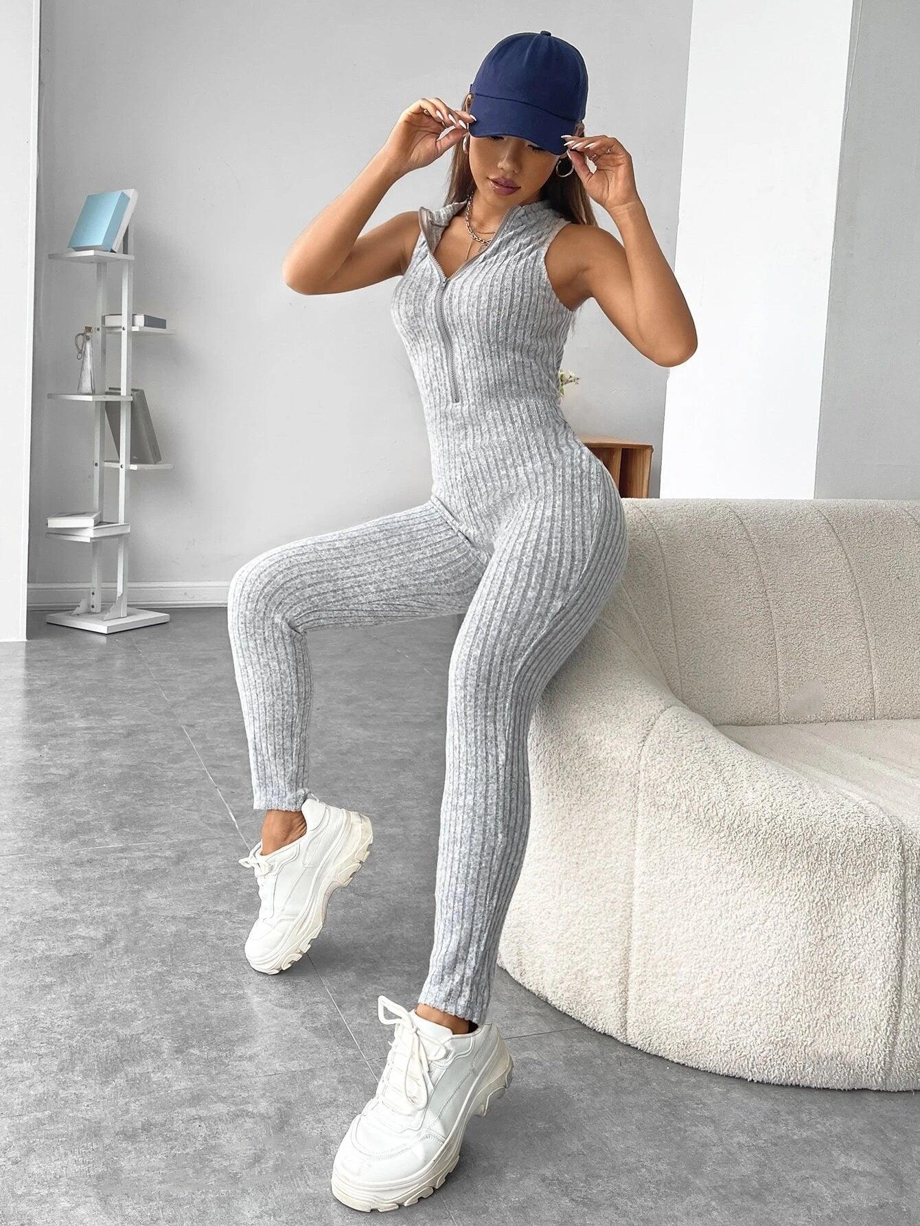 Zipper Front Unitard Jumpsuit-Comfy Jumpsuits