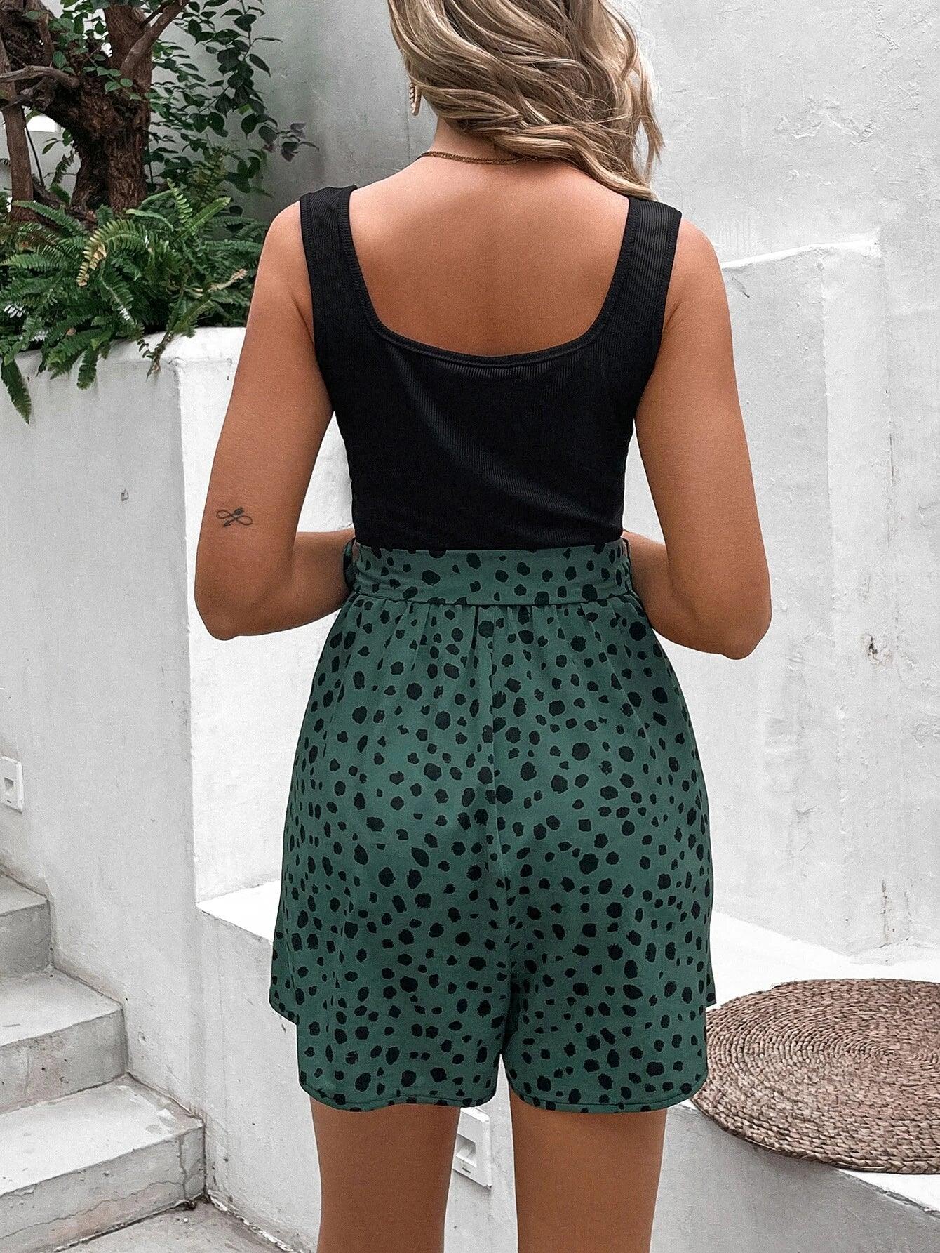 Print Belted Tank Romper-Comfy Jumpsuits