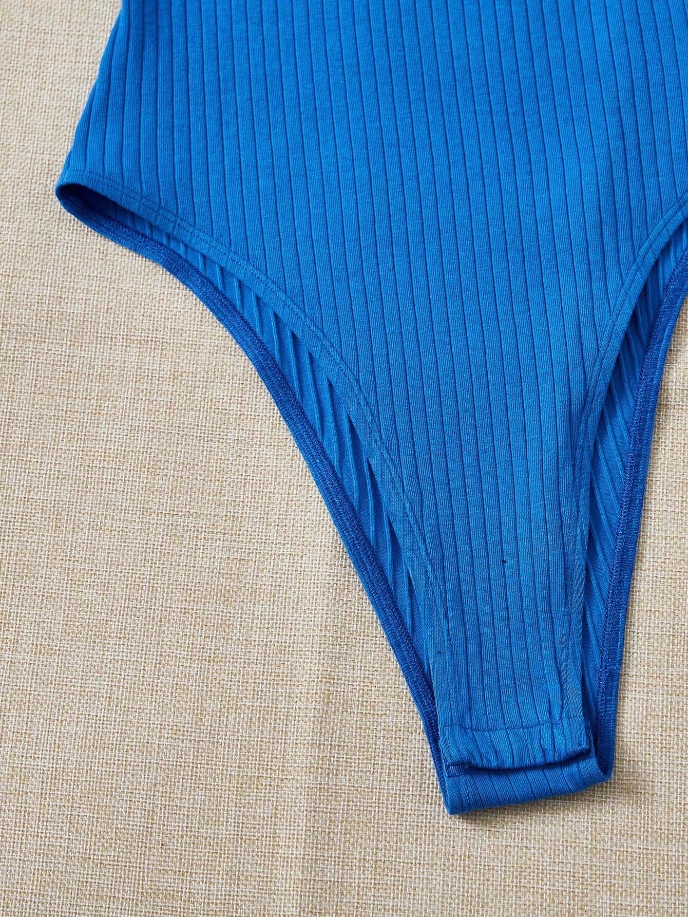 Letter Rib-Knit Ringer Bodysuit-Comfy Jumpsuits