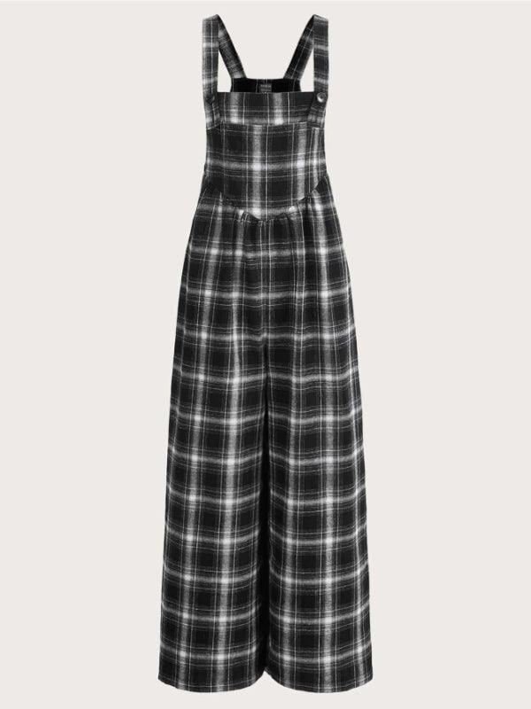 Plaid Print Overall Jumpsuit Without Tee-Comfy Jumpsuits