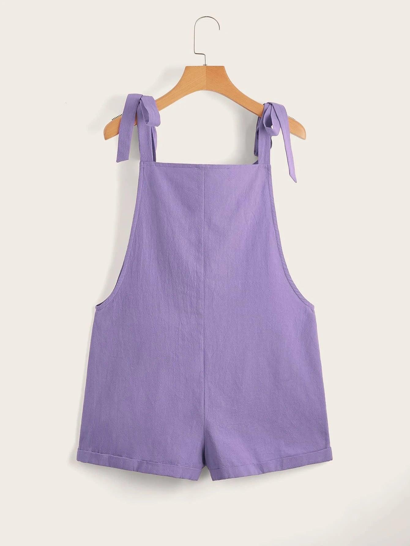 Pocket Patched Pinafore Romper-Comfy Jumpsuits