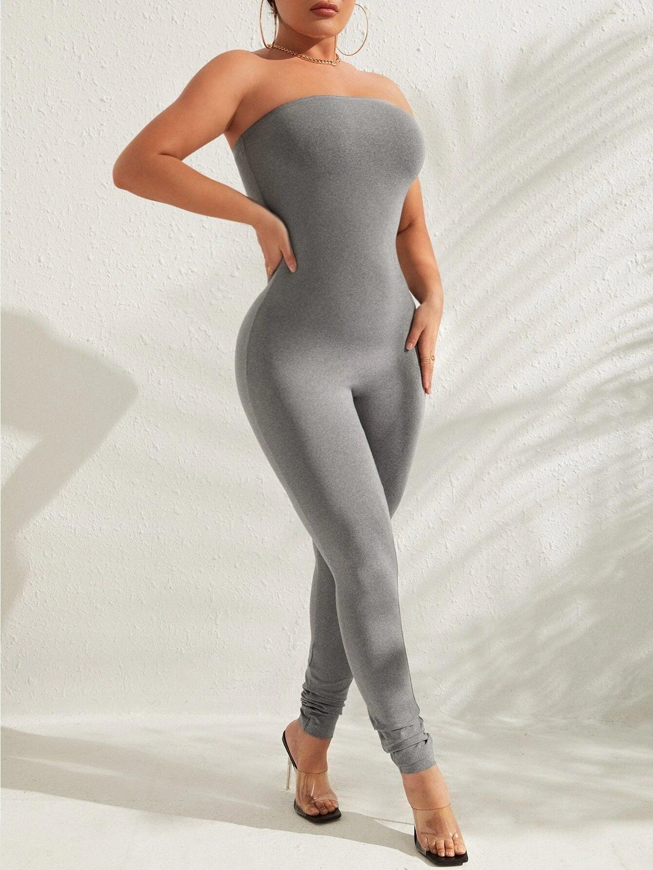 Sleeveless Tube Unitard Jumpsuit-Comfy Jumpsuits