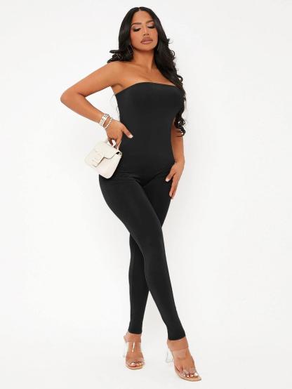 Sleeveless Tube Unitard Jumpsuit-Comfy Jumpsuits