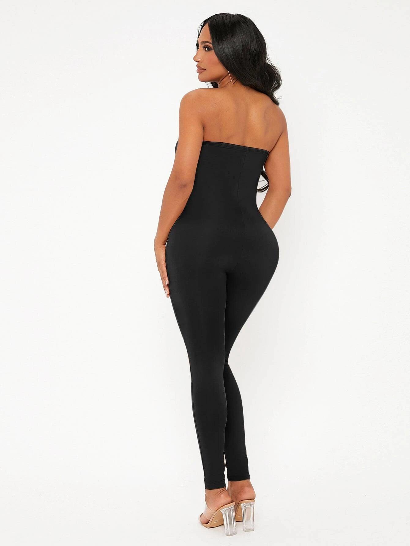 Sleeveless Tube Unitard Jumpsuit-Comfy Jumpsuits