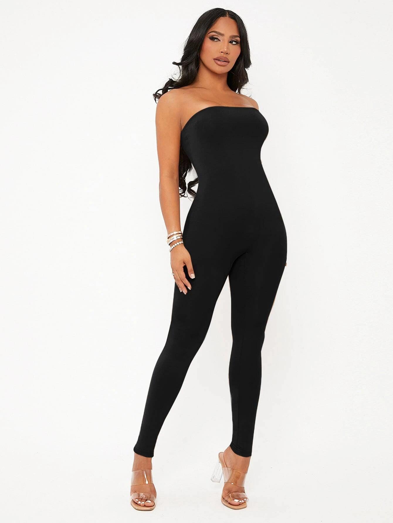 Solid Colored Long Tube Sleeveless Jumpsuit-Comfy Jumpsuits