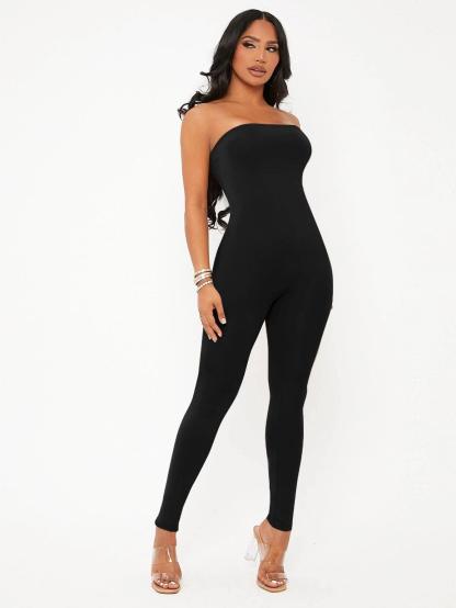 Sleeveless Tube Unitard Jumpsuit-Comfy Jumpsuits