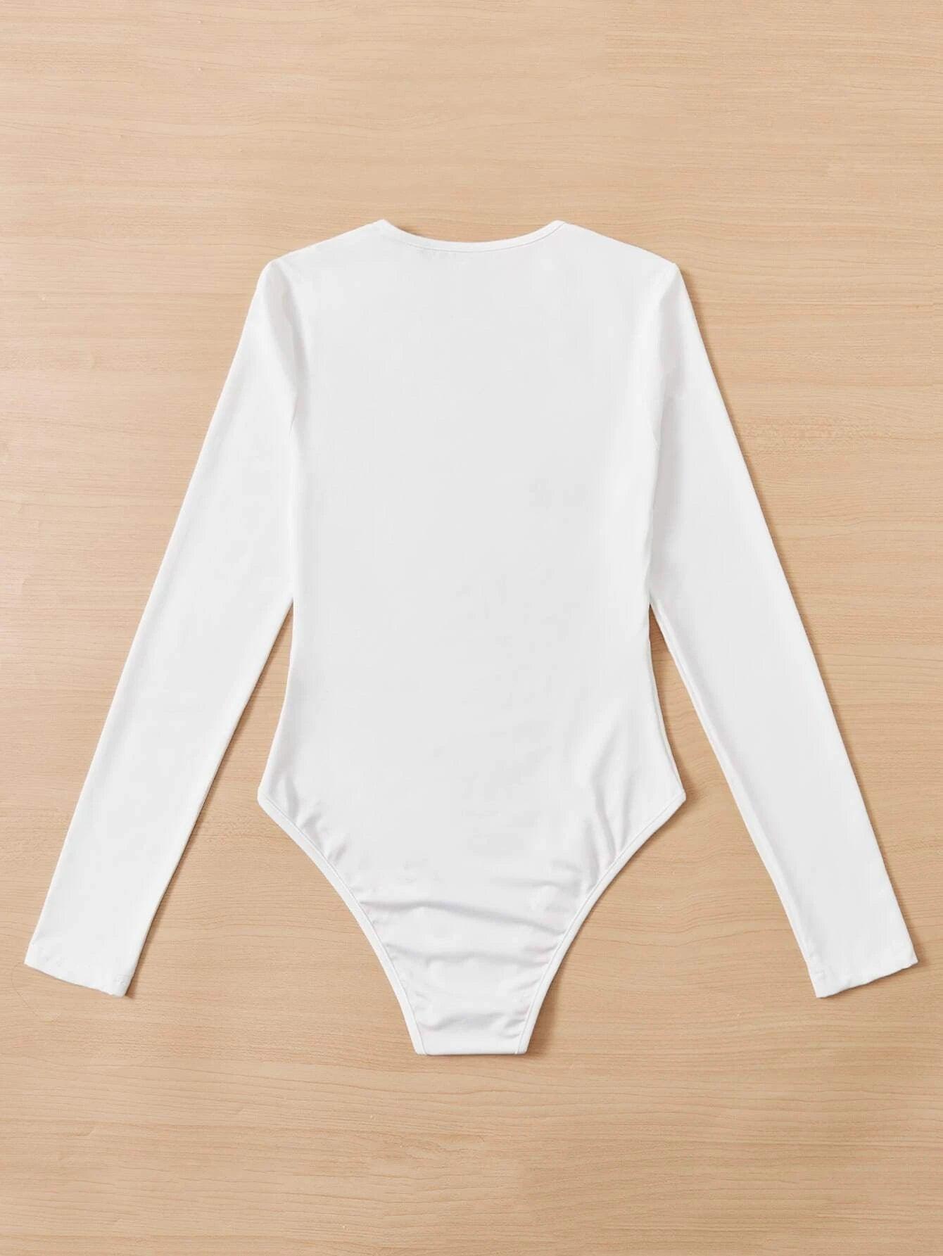 Round Neck Slim Fit Bodysuit-Comfy Jumpsuits