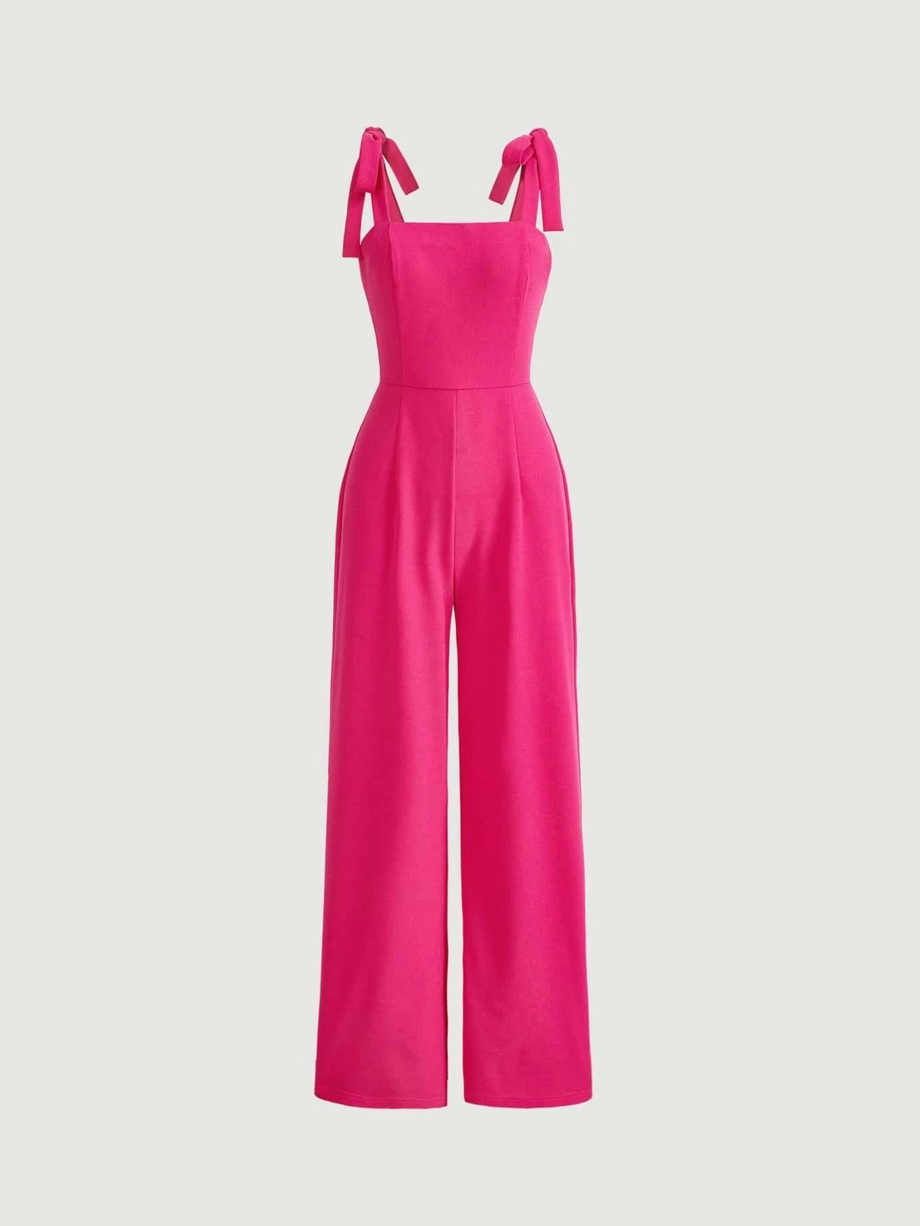 Tie Shoulder Wide Leg Cami Jumpsuit-Comfy Jumpsuits