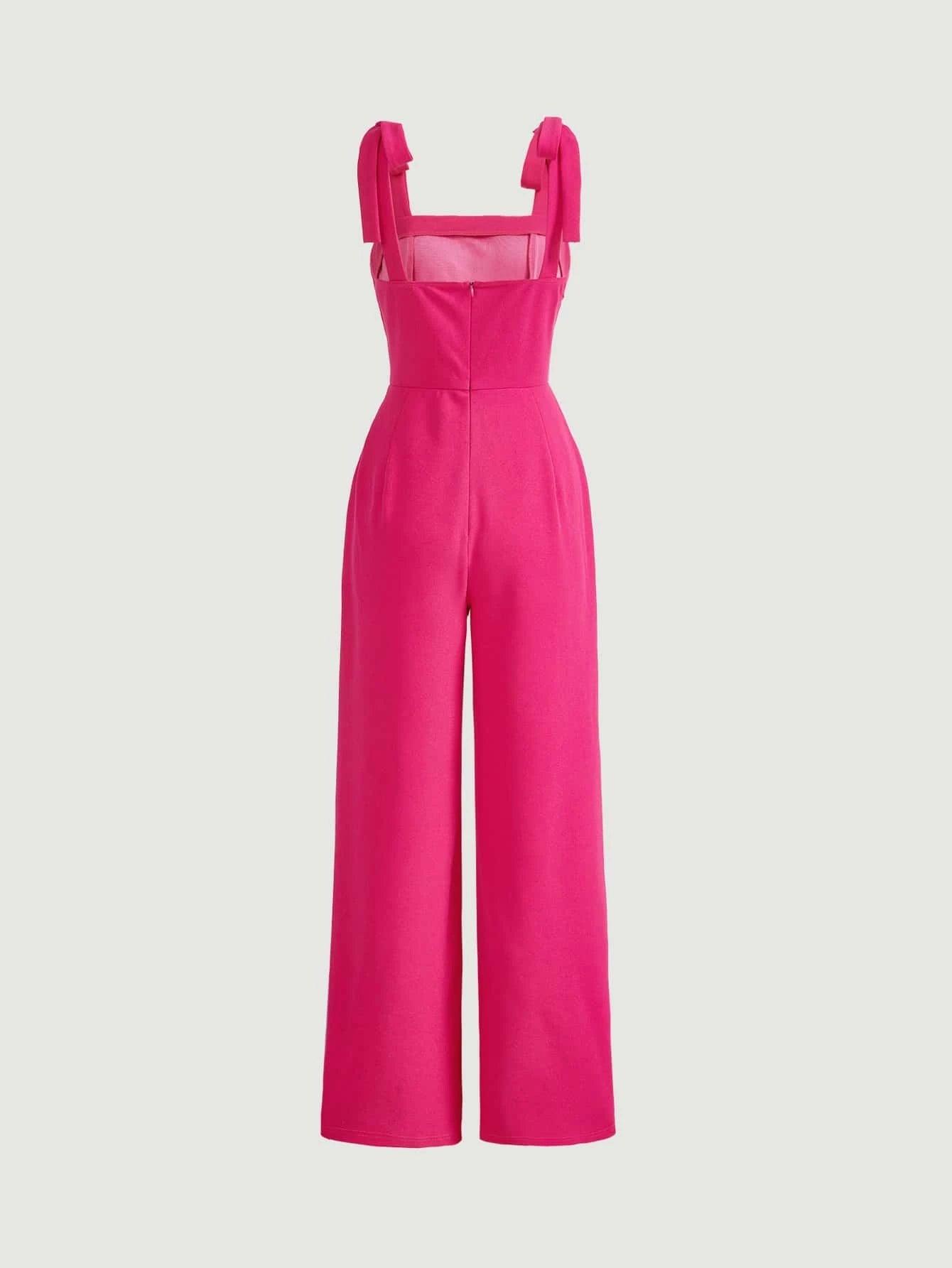 Tie Shoulder Wide Leg Cami Jumpsuit-Comfy Jumpsuits