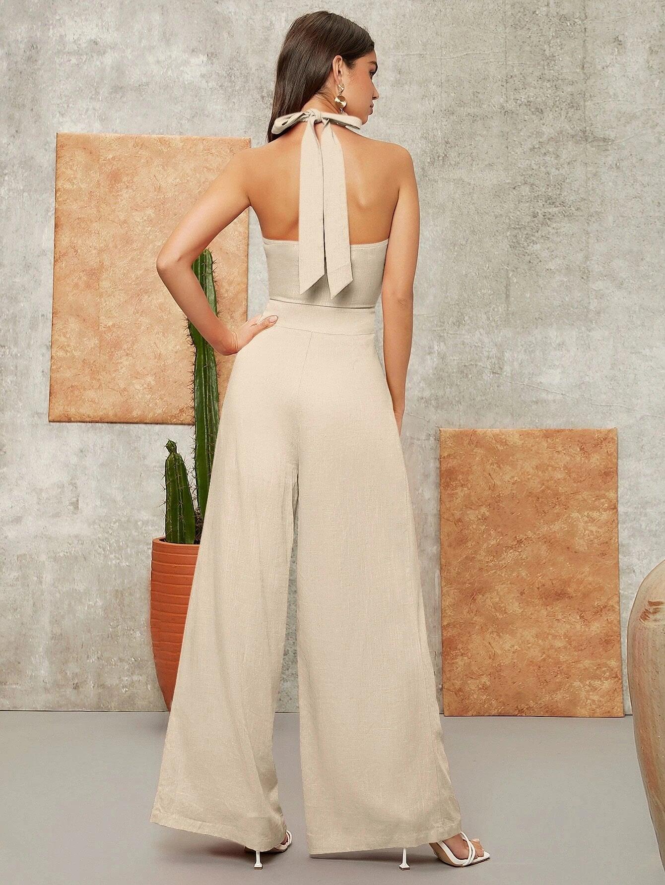 Criss Cross Solid Coloured Jumpsuit-Comfy Jumpsuits