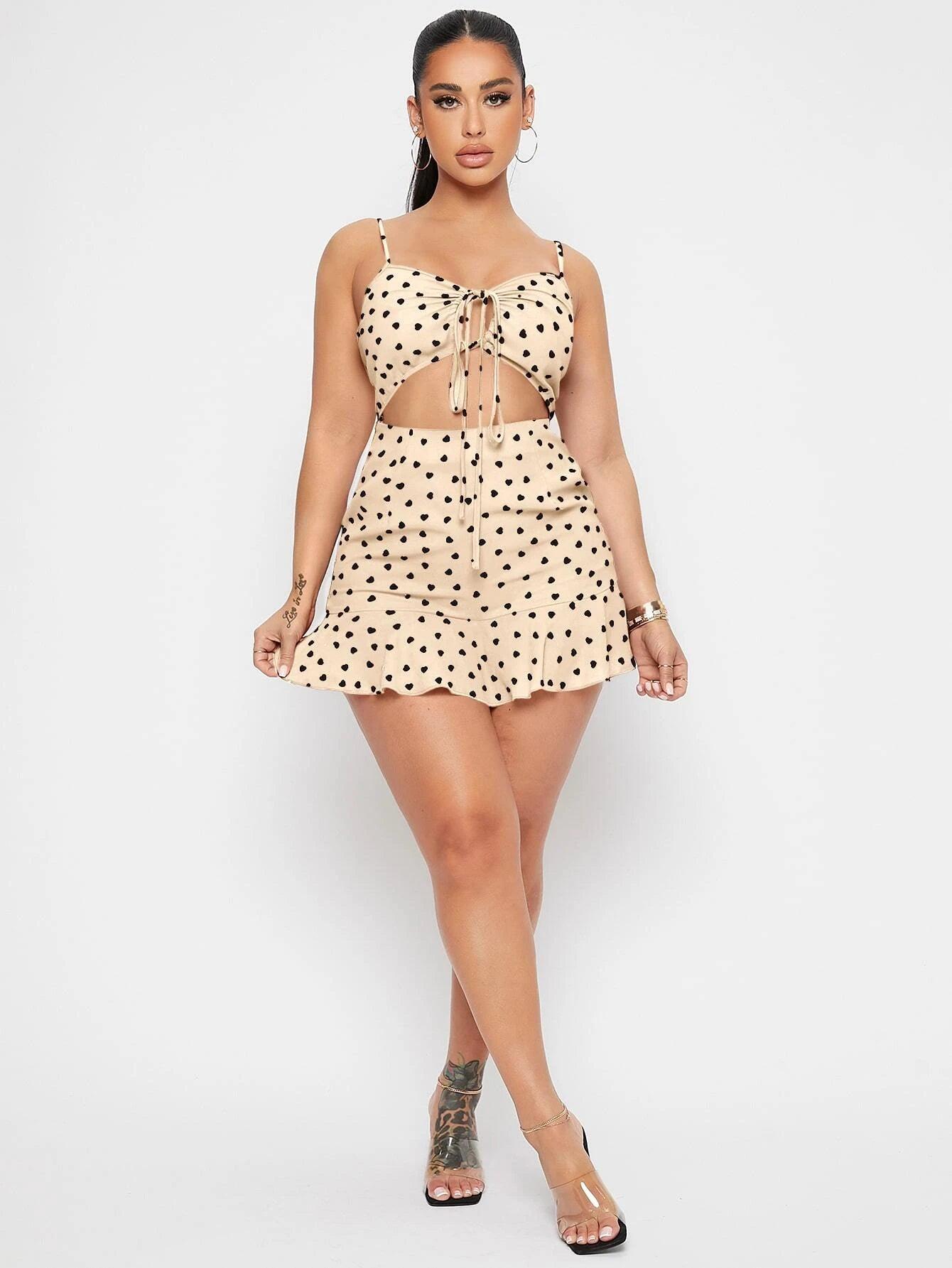 Printed Tie Front Short Romper-Comfy Jumpsuits