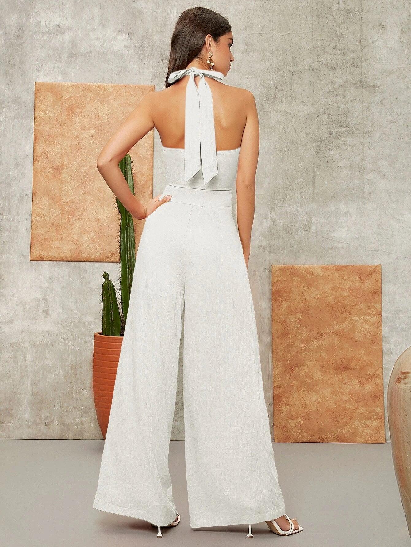 Criss Cross Solid Coloured Jumpsuit-Comfy Jumpsuits