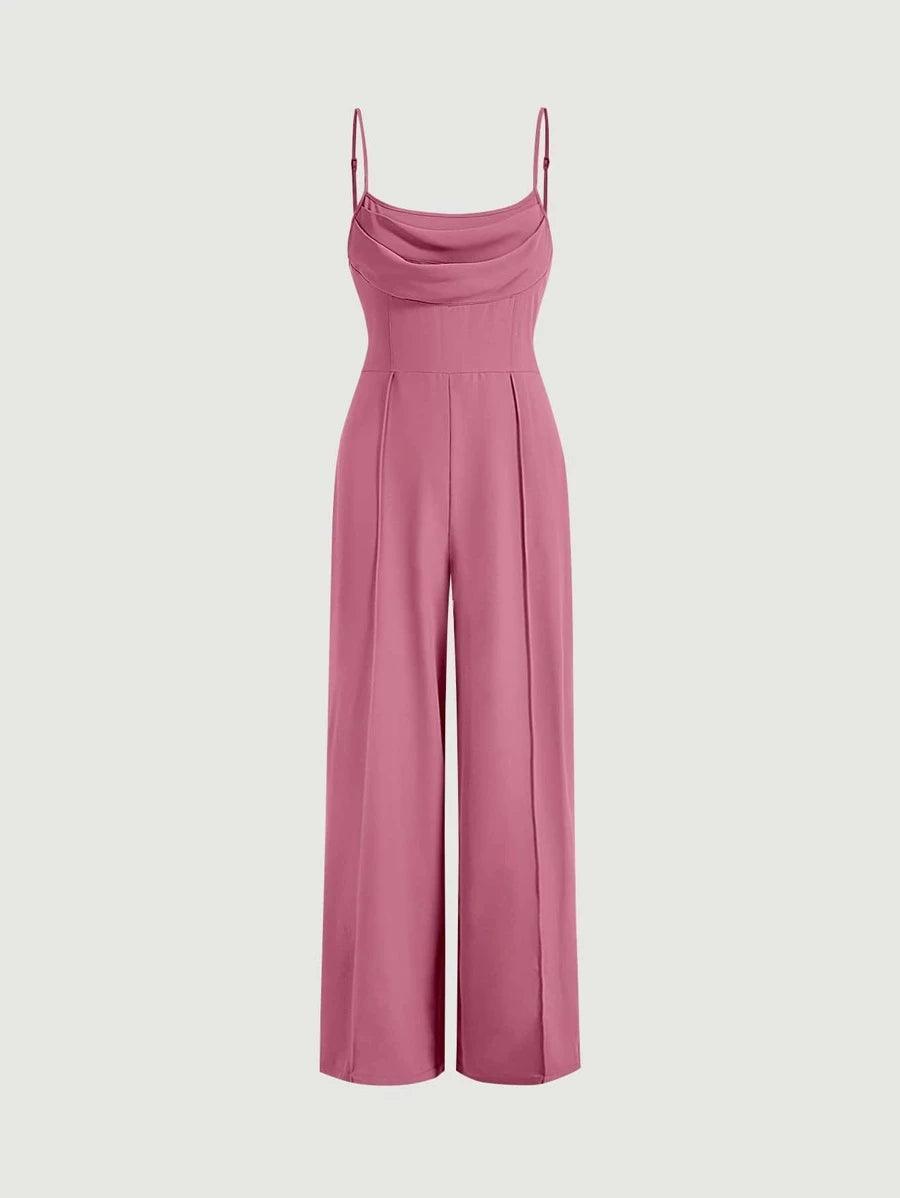 Press Crease Zip Back Cami Jumpsuit-Comfy Jumpsuits