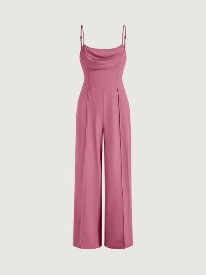 Press Crease Zip Back Cami Jumpsuit-Comfy Jumpsuits