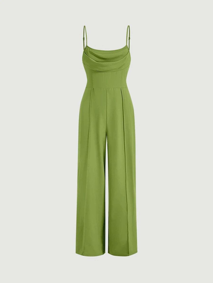Press Crease Zip Back Cami Jumpsuit-Comfy Jumpsuits