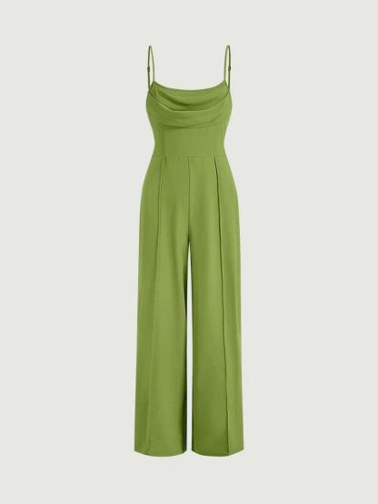 Press Crease Zip Back Cami Jumpsuit-Comfy Jumpsuits