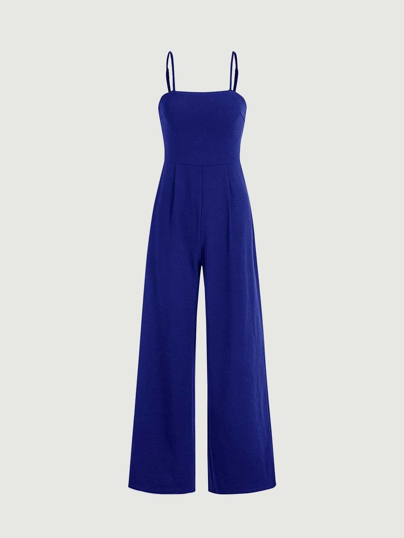 Plicated Detail Cami Jumpsuit-Comfy Jumpsuits