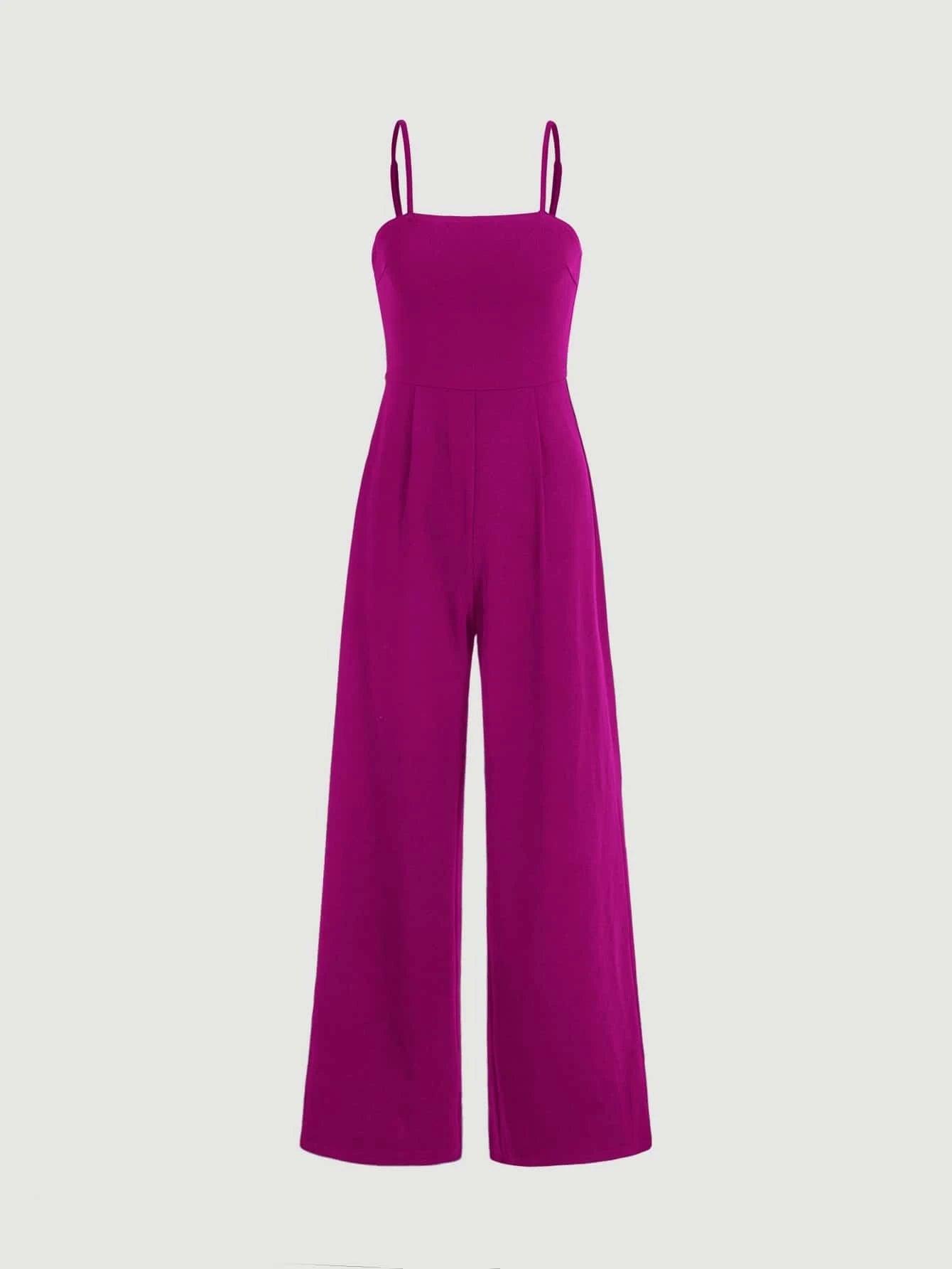 Plicated Detail Cami Jumpsuit-Comfy Jumpsuits